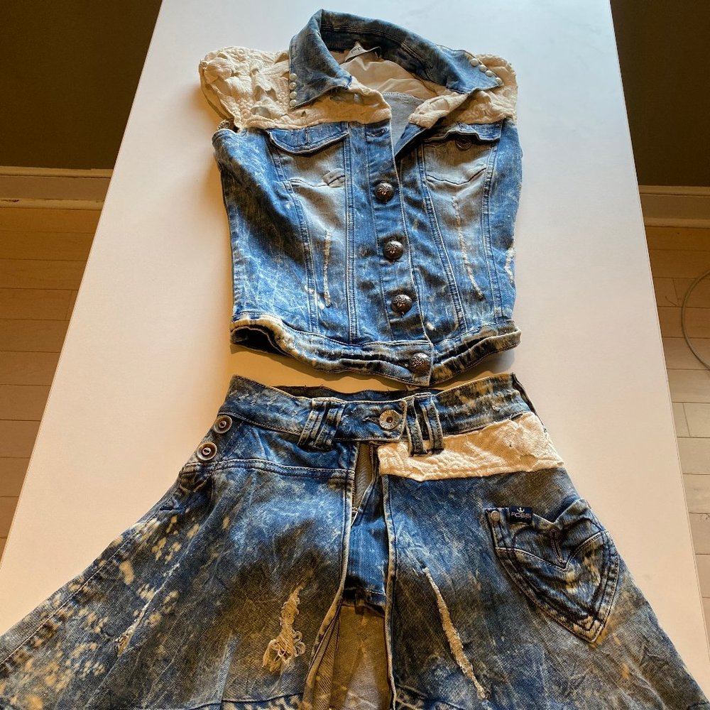 Foggi Denim Top & Skirt